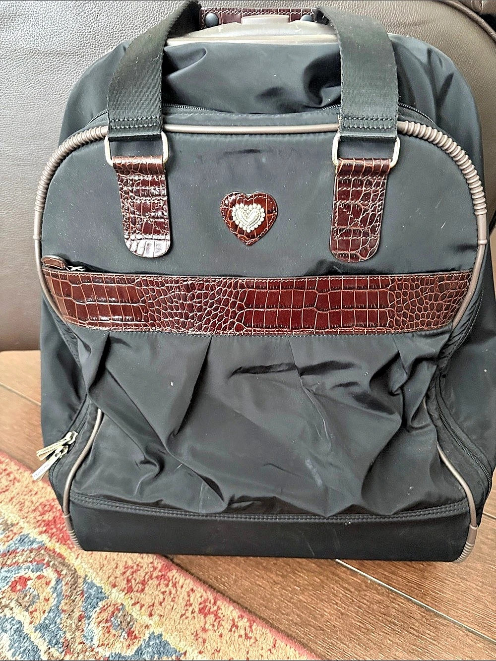 Brighton Rolling Carry-On Suitcase Black & Brown